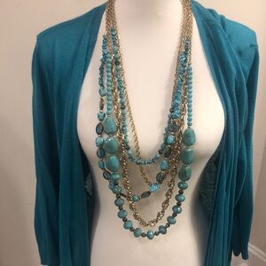 Chico’s vintage Gorgeous Layered Turquoise and Gold Necklace